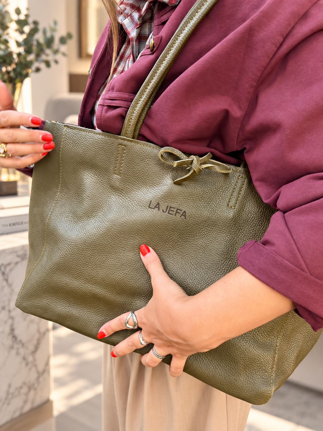 Bolso Shopper " La jefa" Verde Caqui