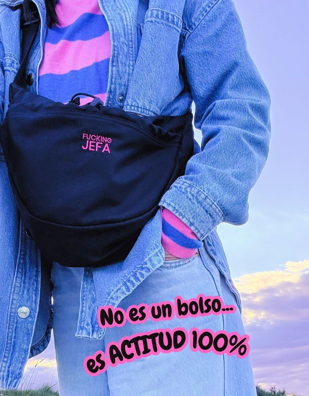Bolso Sport "Fucking Jefa"- Negro
