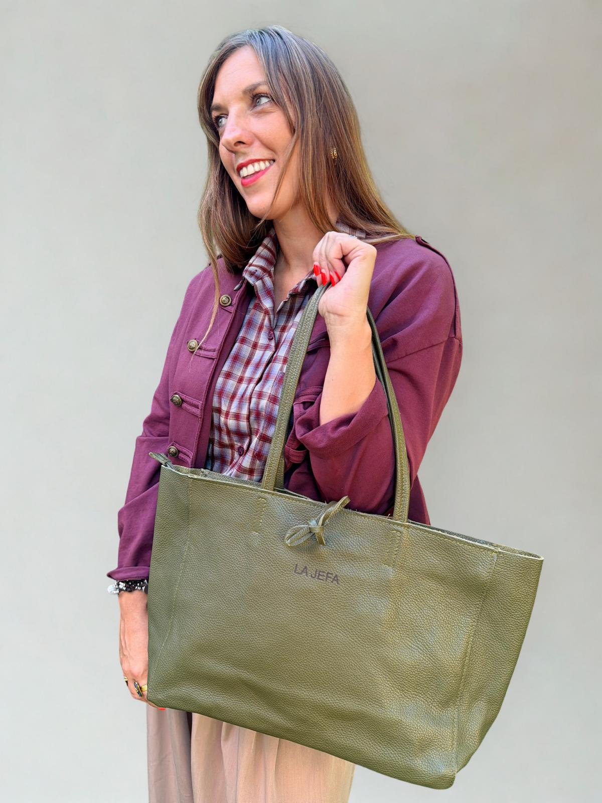 Bolso Shopper " La jefa" Verde Caqui